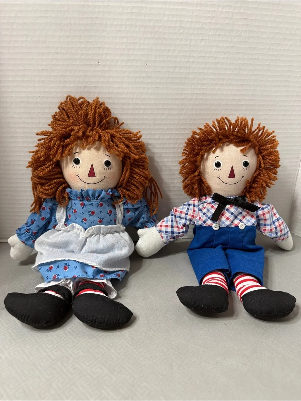 Vintage Dakin Raggedy Ann & Andy 85th Birthday Commemorative Plush Dolls Set 12”
